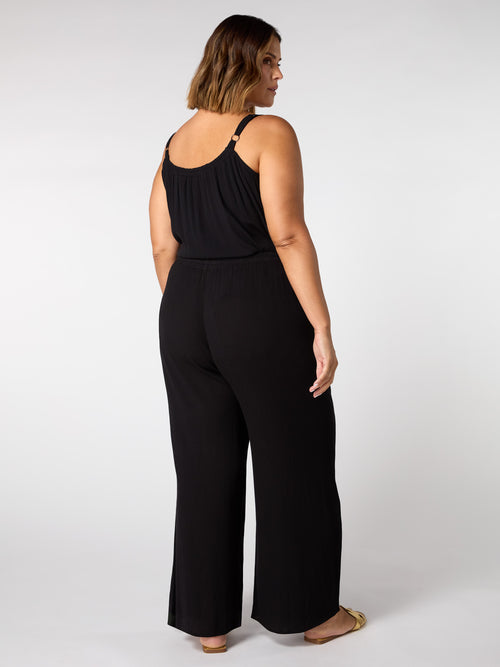 Black Crinkle Drawstring Trouser