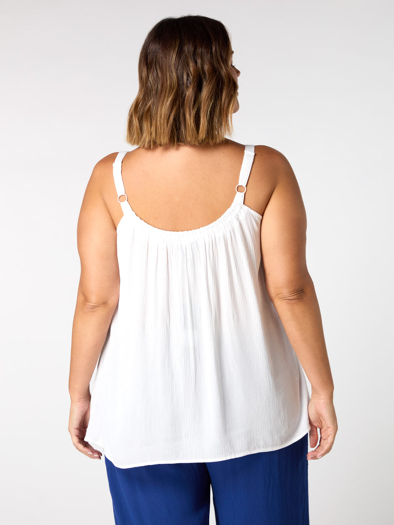 White Crinkle Gathered Cami