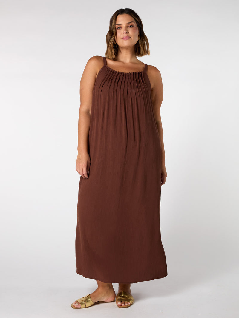 Chocolate Crinkle Strappy Dress