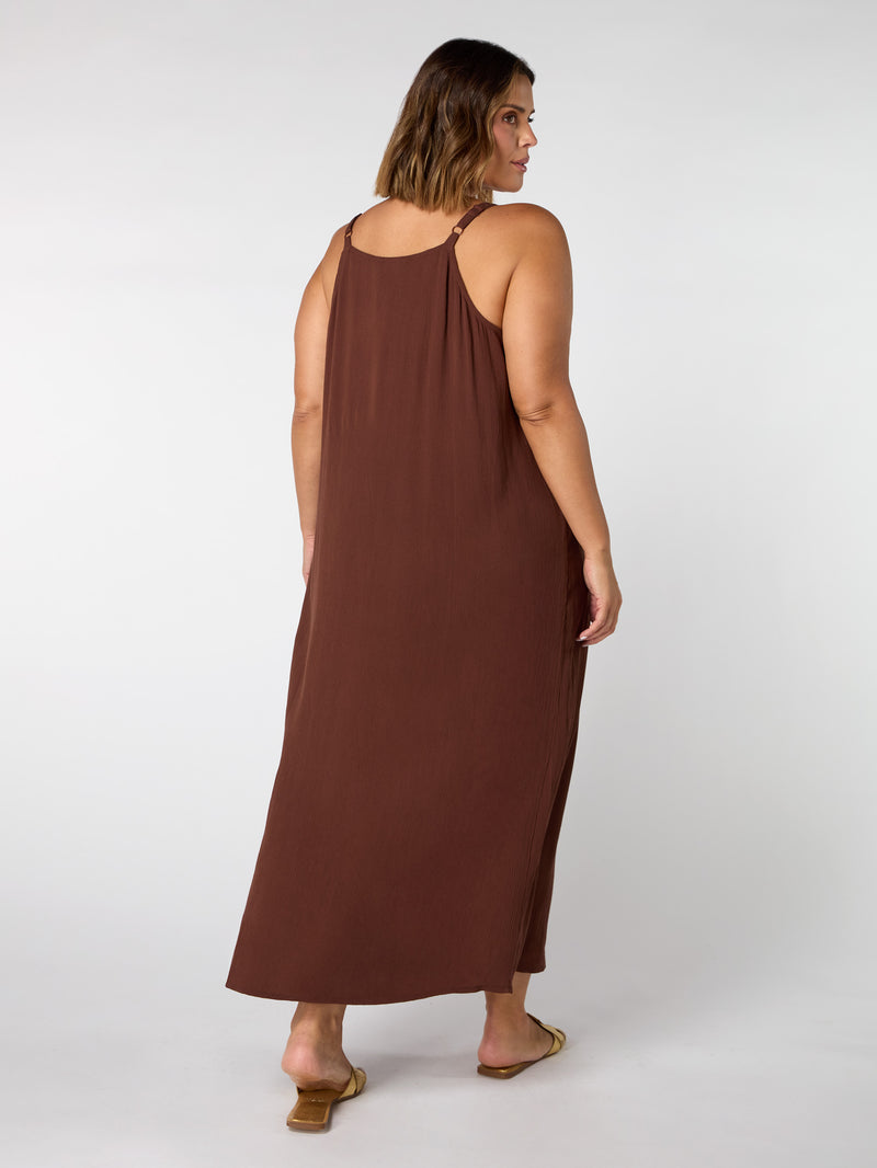 Chocolate Crinkle Strappy Dress