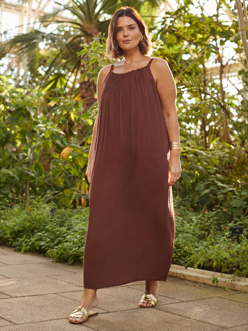 Chocolate Crinkle Strappy Dress