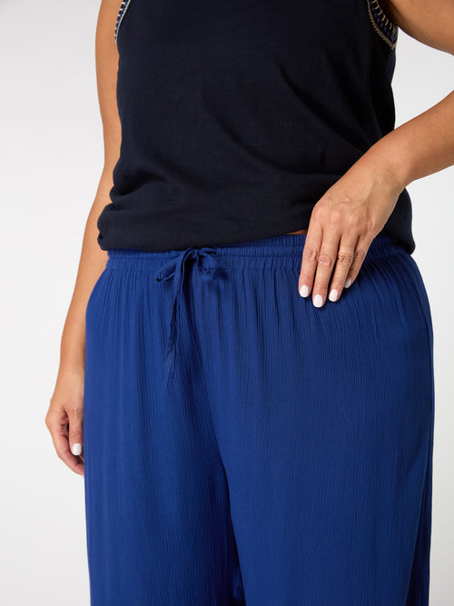 Blue Crinkle Drawstring Trouser