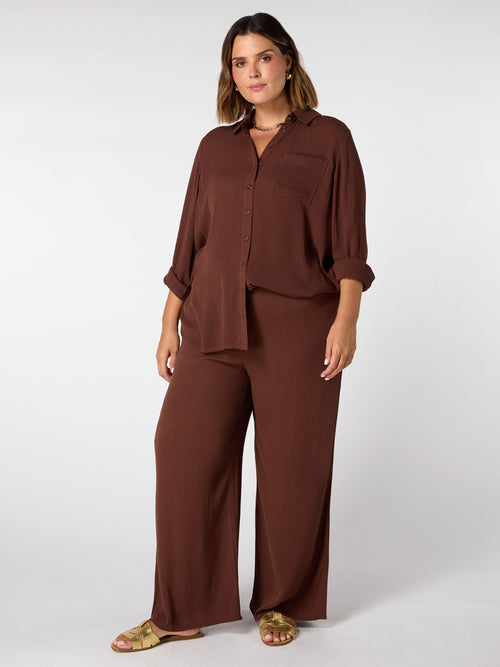 Chocolate Crinkle Drawstring  Trouser