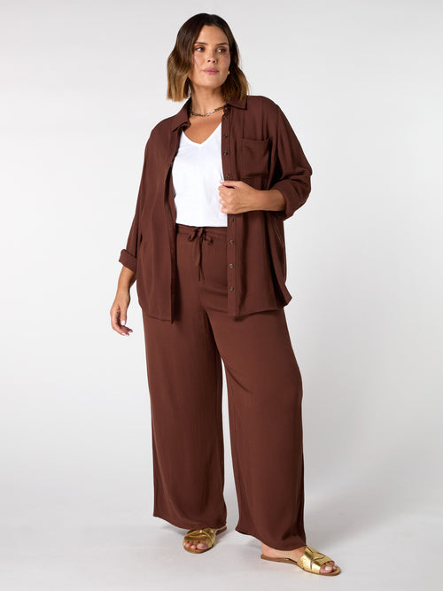 Chocolate Crinkle Drawstring  Trouser