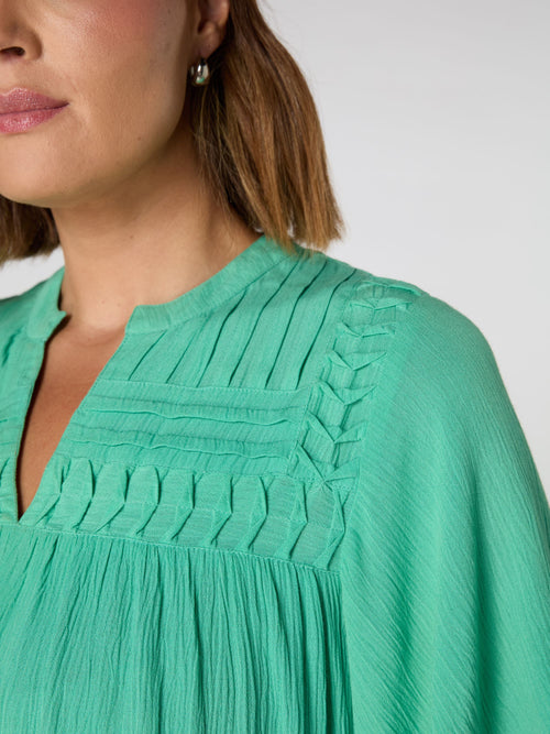 Green Crinkle Smocked Top