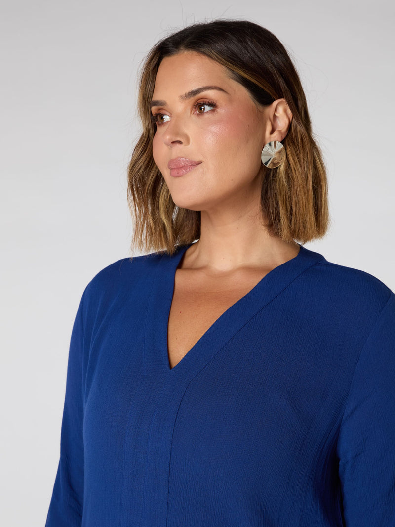 Petite Navy Split Front Tunic