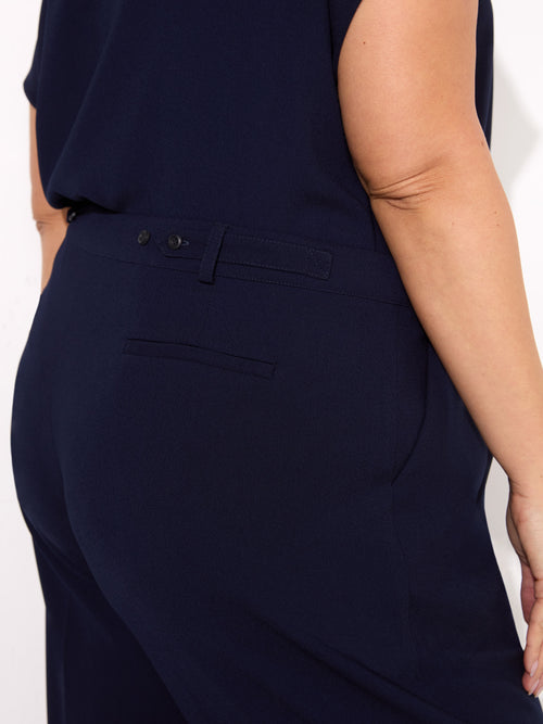 Navy Button Detail Wide Leg Trouser