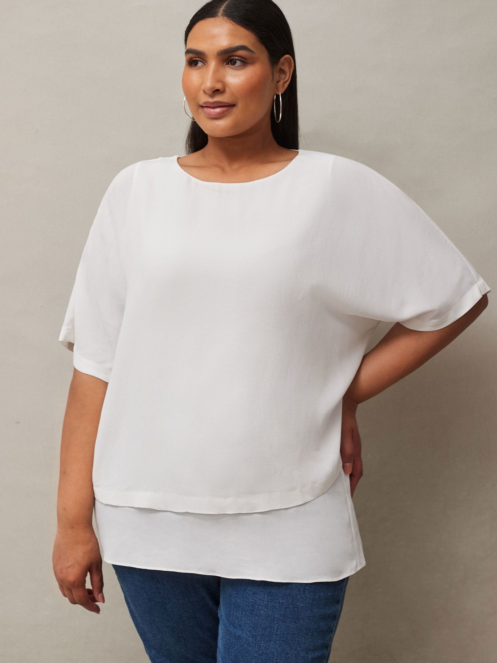 Ivory Woven Overlay Top