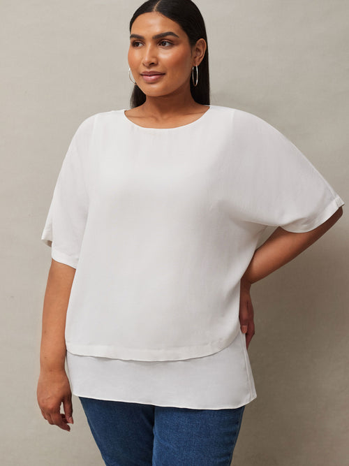 Ivory Woven Overlay Top