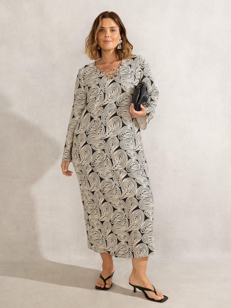 Paisley Tie Front Midi Dress