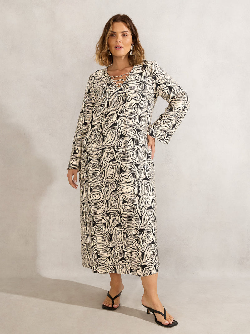 Paisley Tie Front Midi Dress