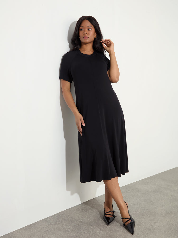 Black Jersey Short  Raglan Sleeve Dress