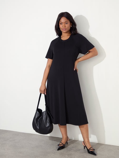 Black Jersey Short  Raglan Sleeve Dress