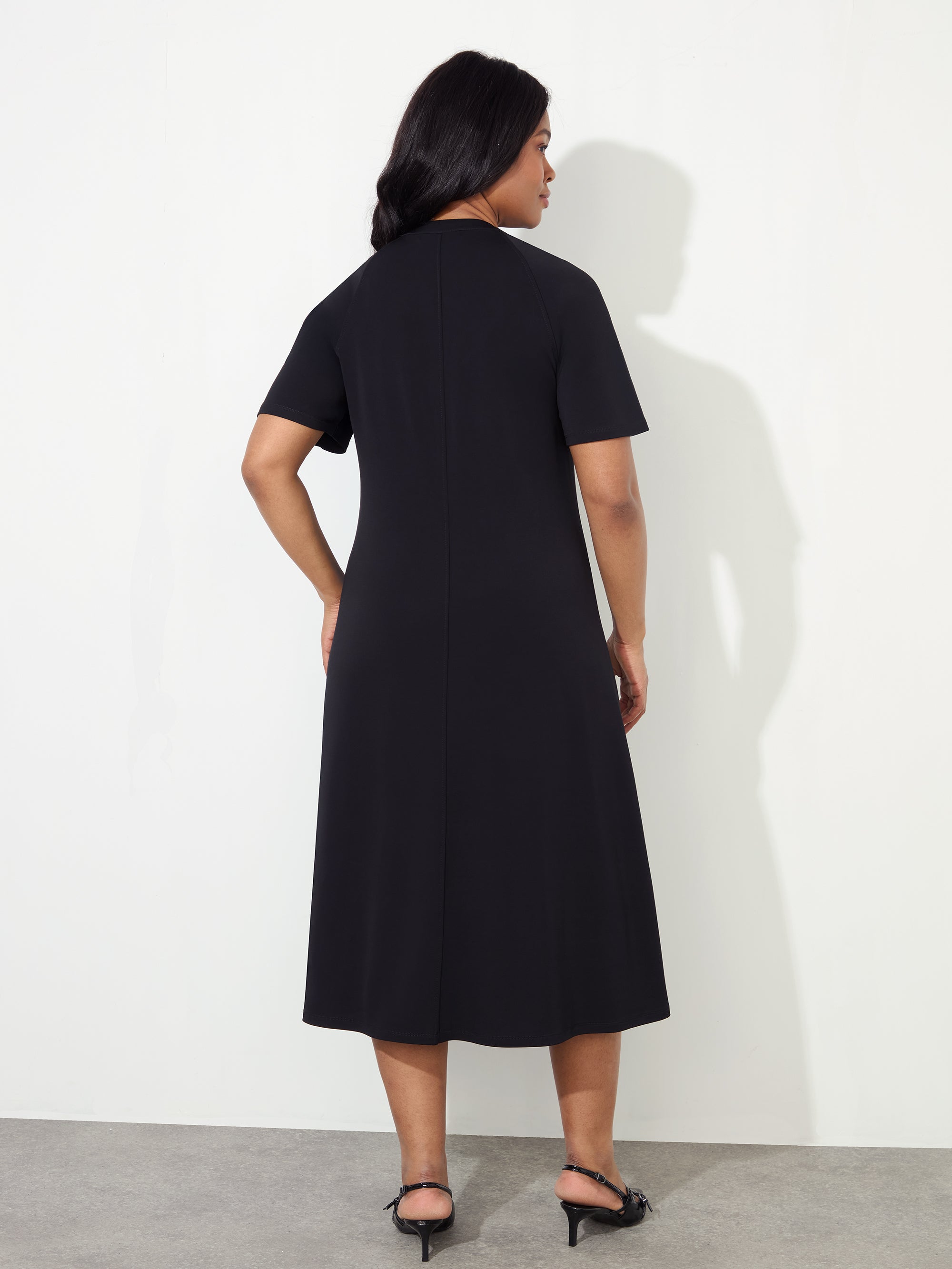 Black Jersey Short  Raglan Sleeve Dress