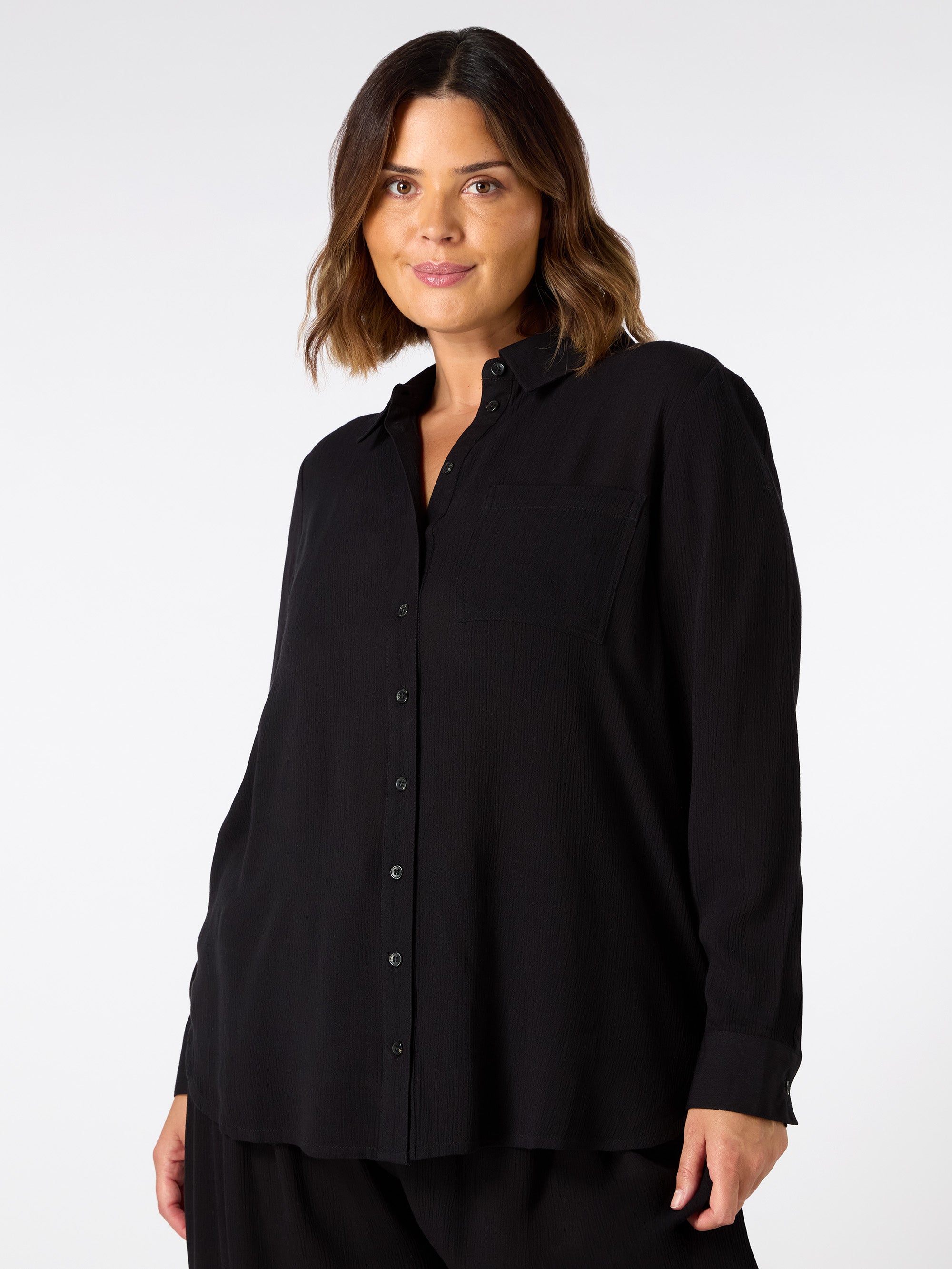 Black Crinkle Shirt