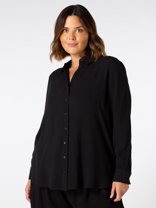 Black Crinkle Shirt