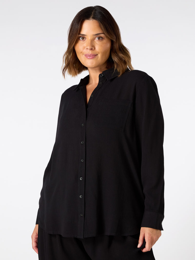 Black Crinkle Shirt