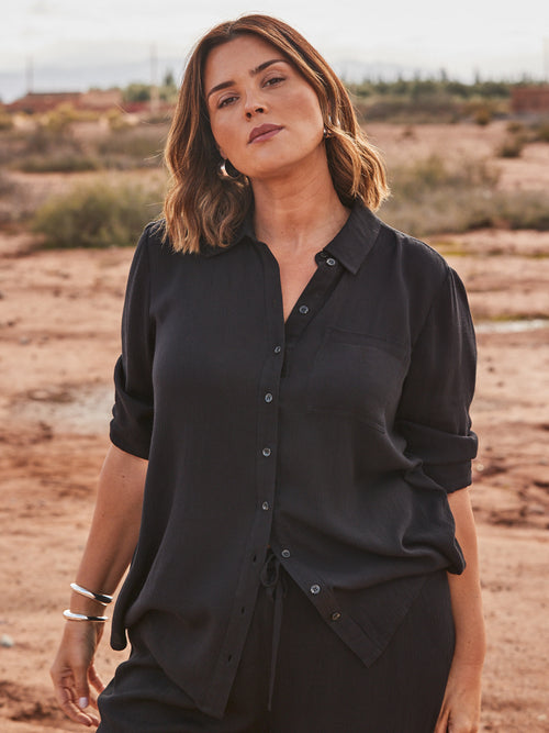 Black Crinkle Shirt