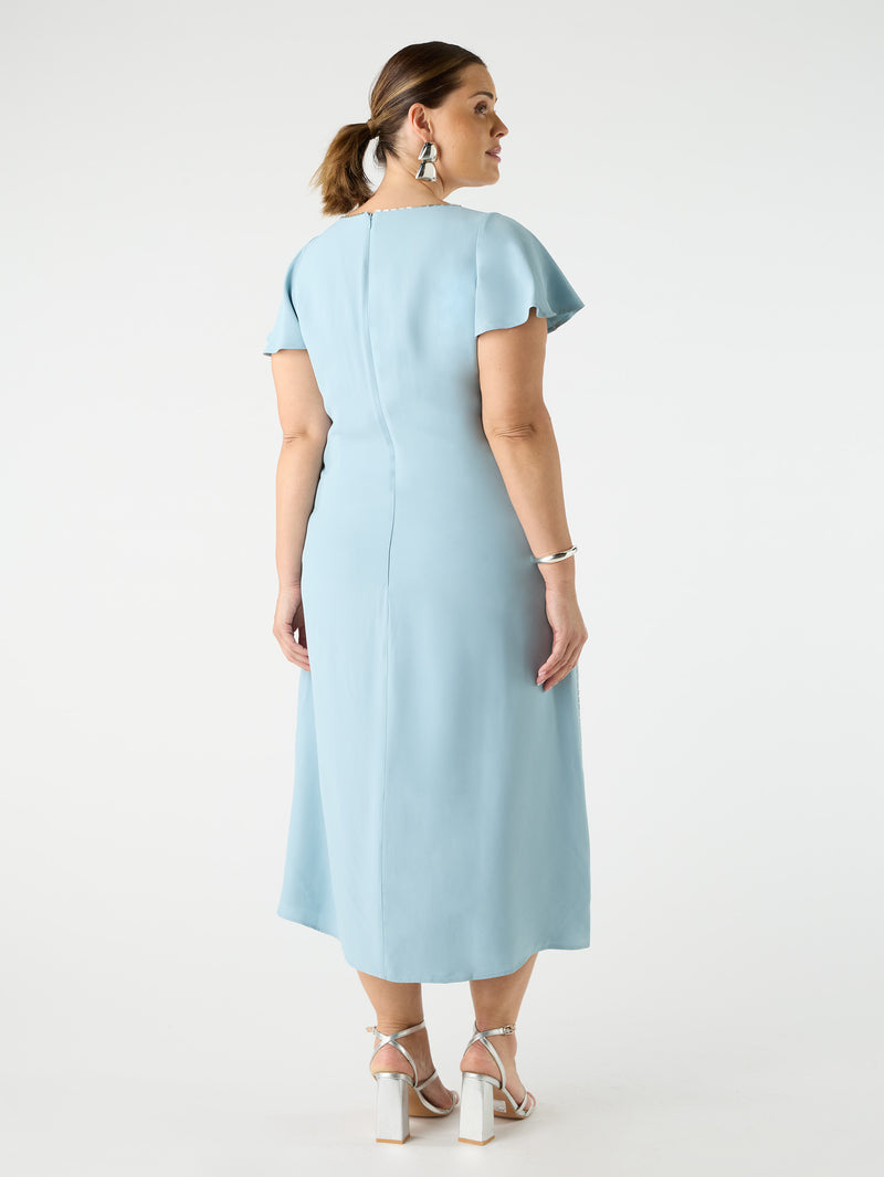 Blue Embellished Slip Dress