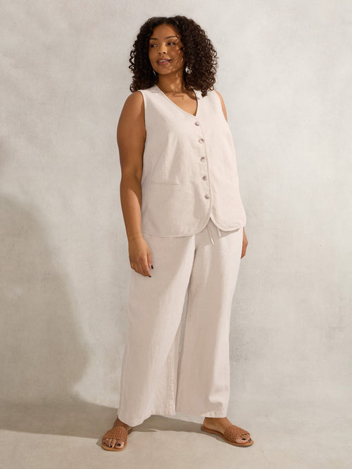Natural Linen Blend Waistcoat