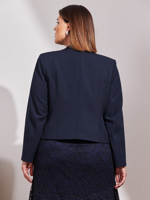 Navy Cropped Peplum Blazer