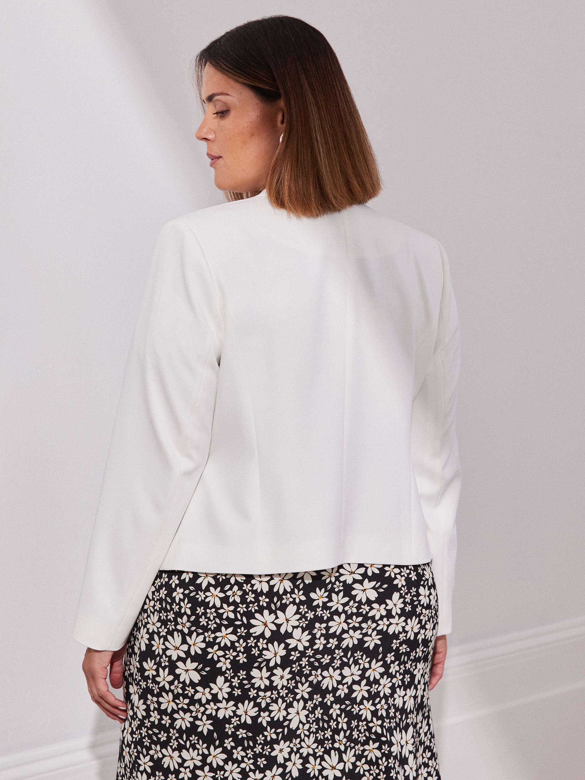 Ivory Cropped Peplum Blazer