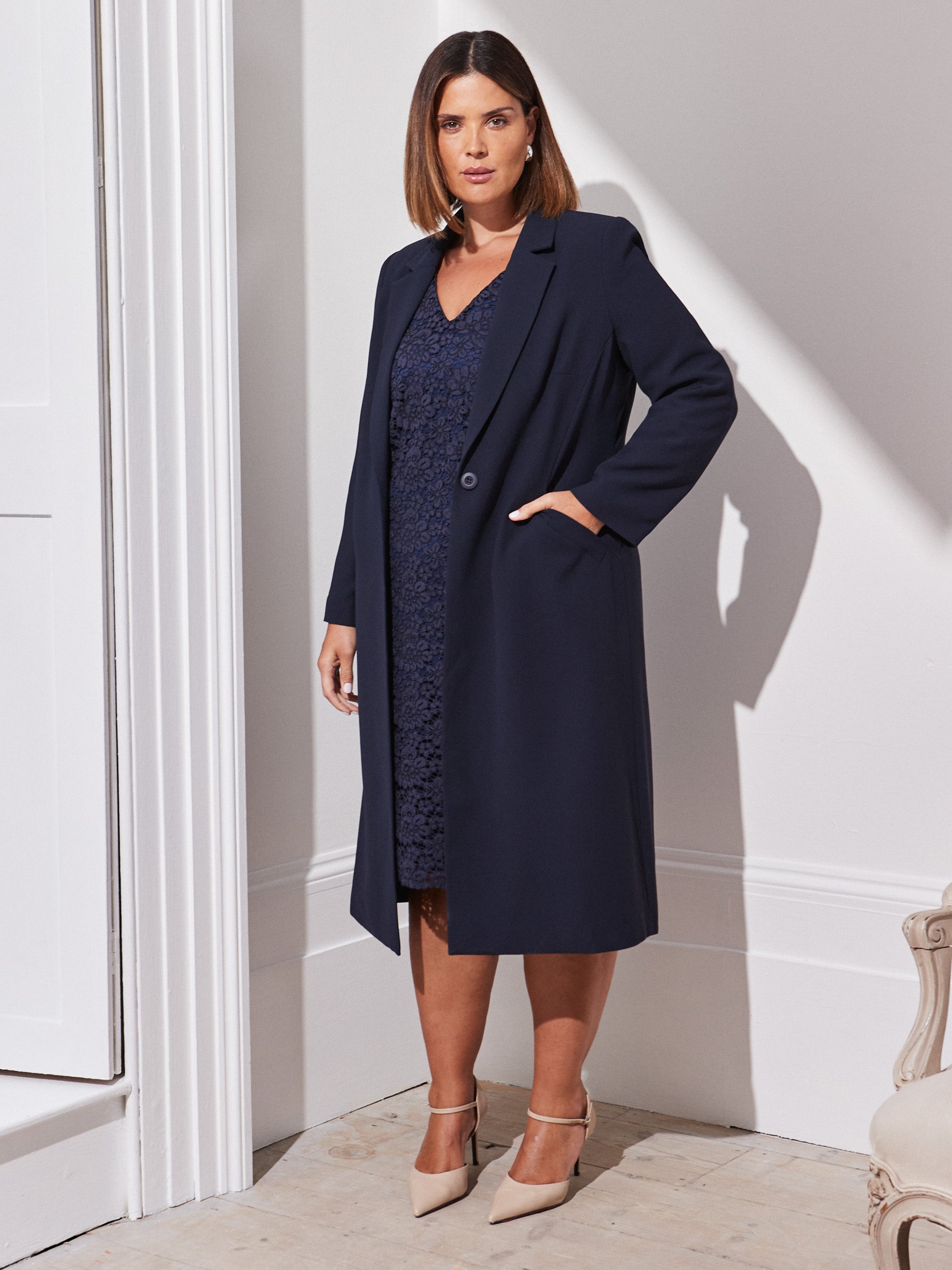 Navy Longline Tailored Jacket