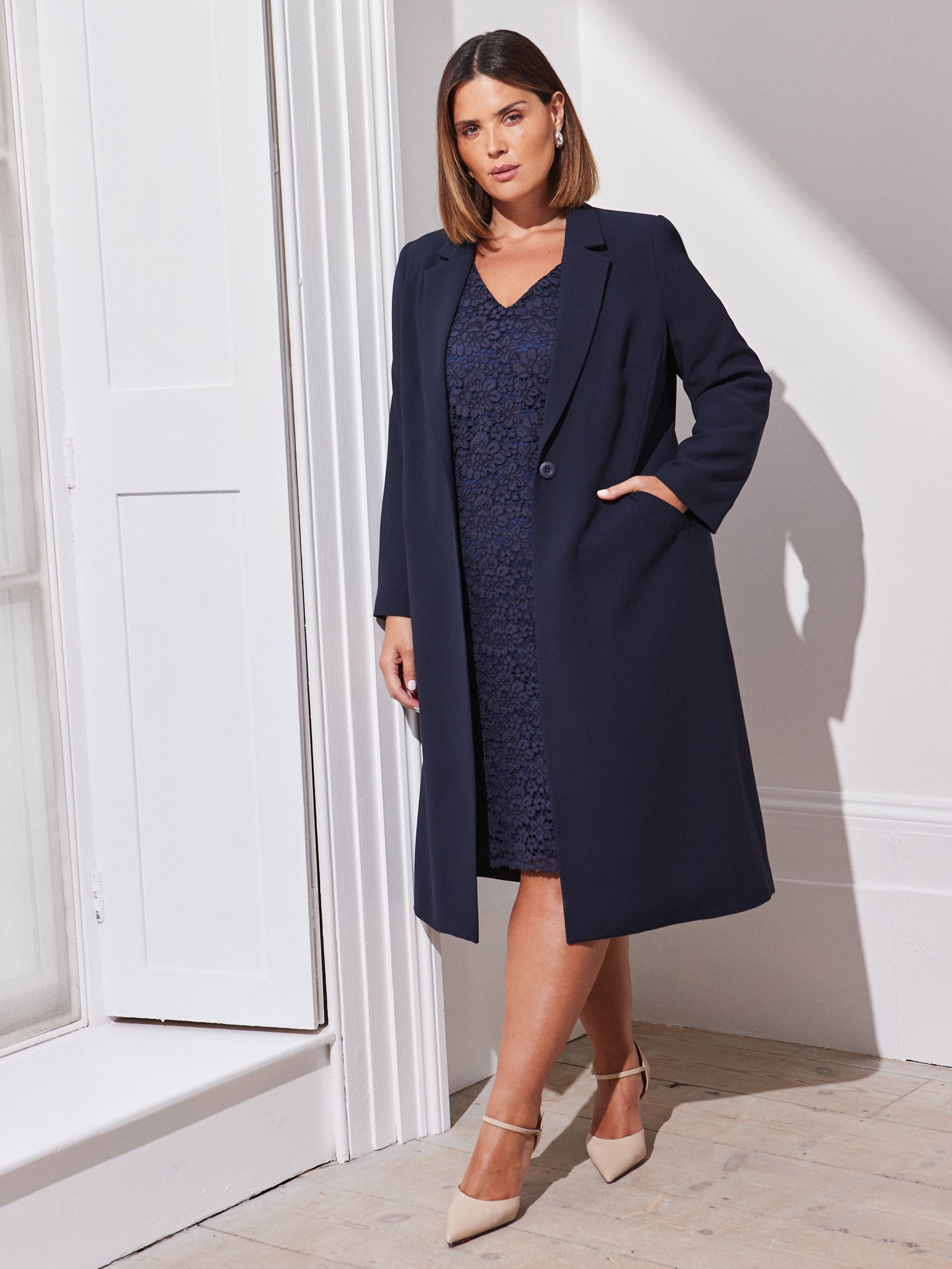 Navy Longline Tailored Jacket