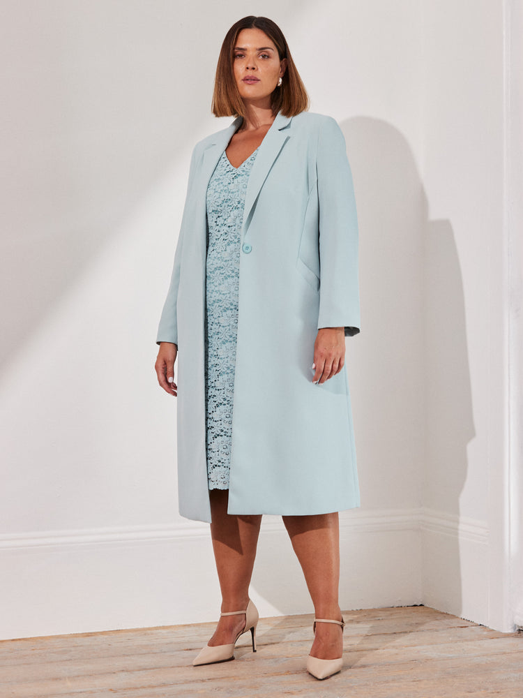 Pale Blue Longline Tailored Jacket