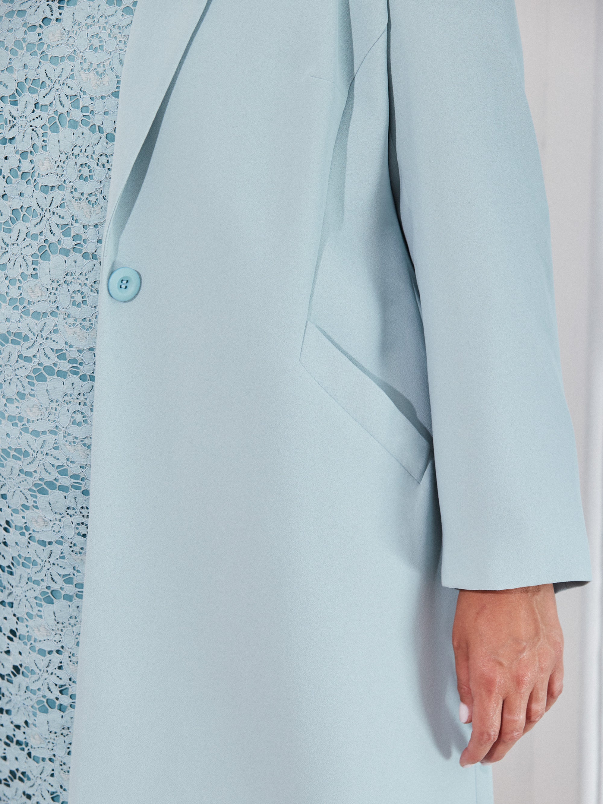 Pale Blue Longline Tailored Jacket