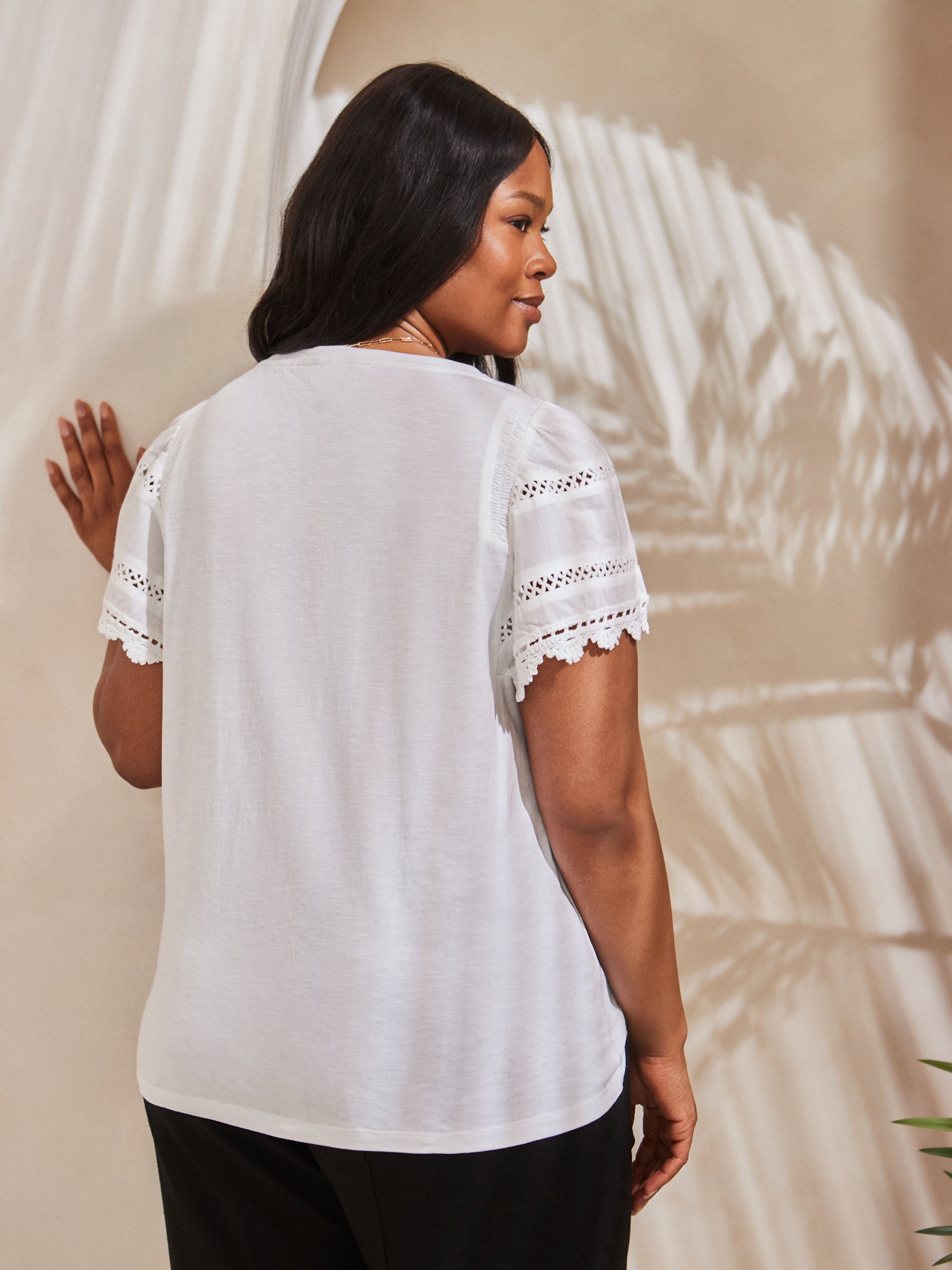White Angel Sleeve Neck Top