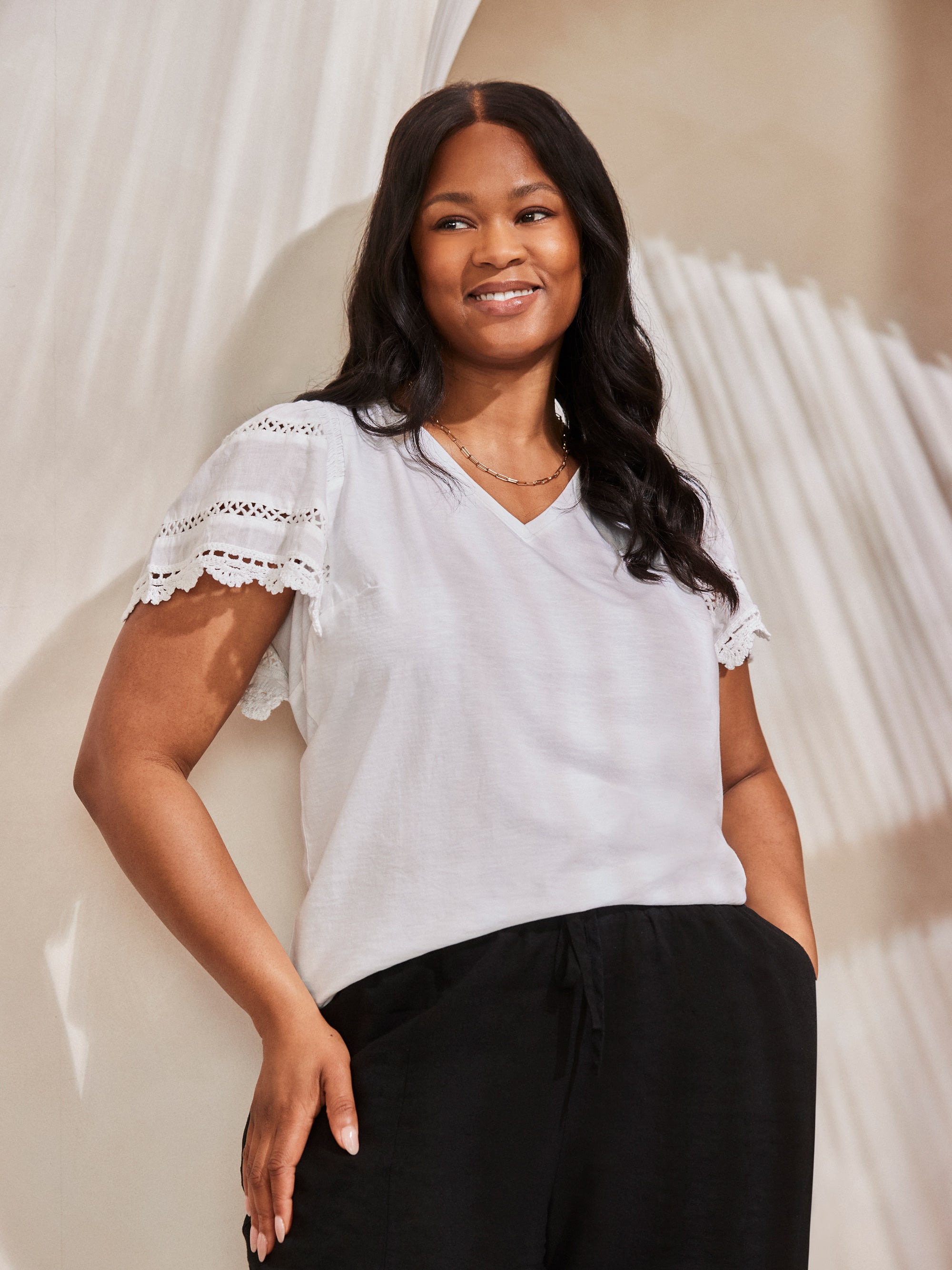 White Angel Sleeve Neck Top
