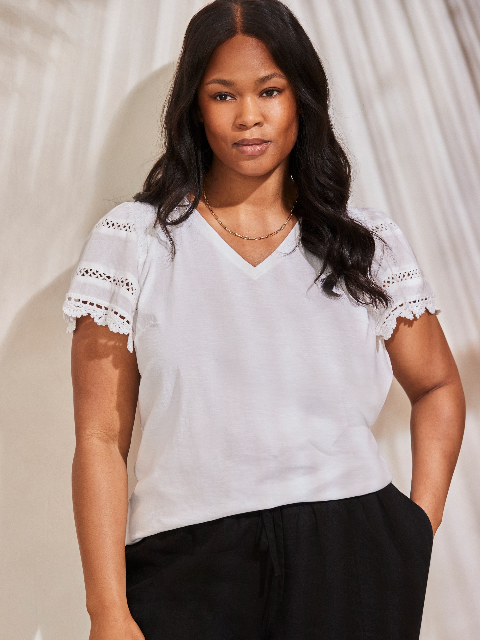 White Angel Sleeve Neck Top
