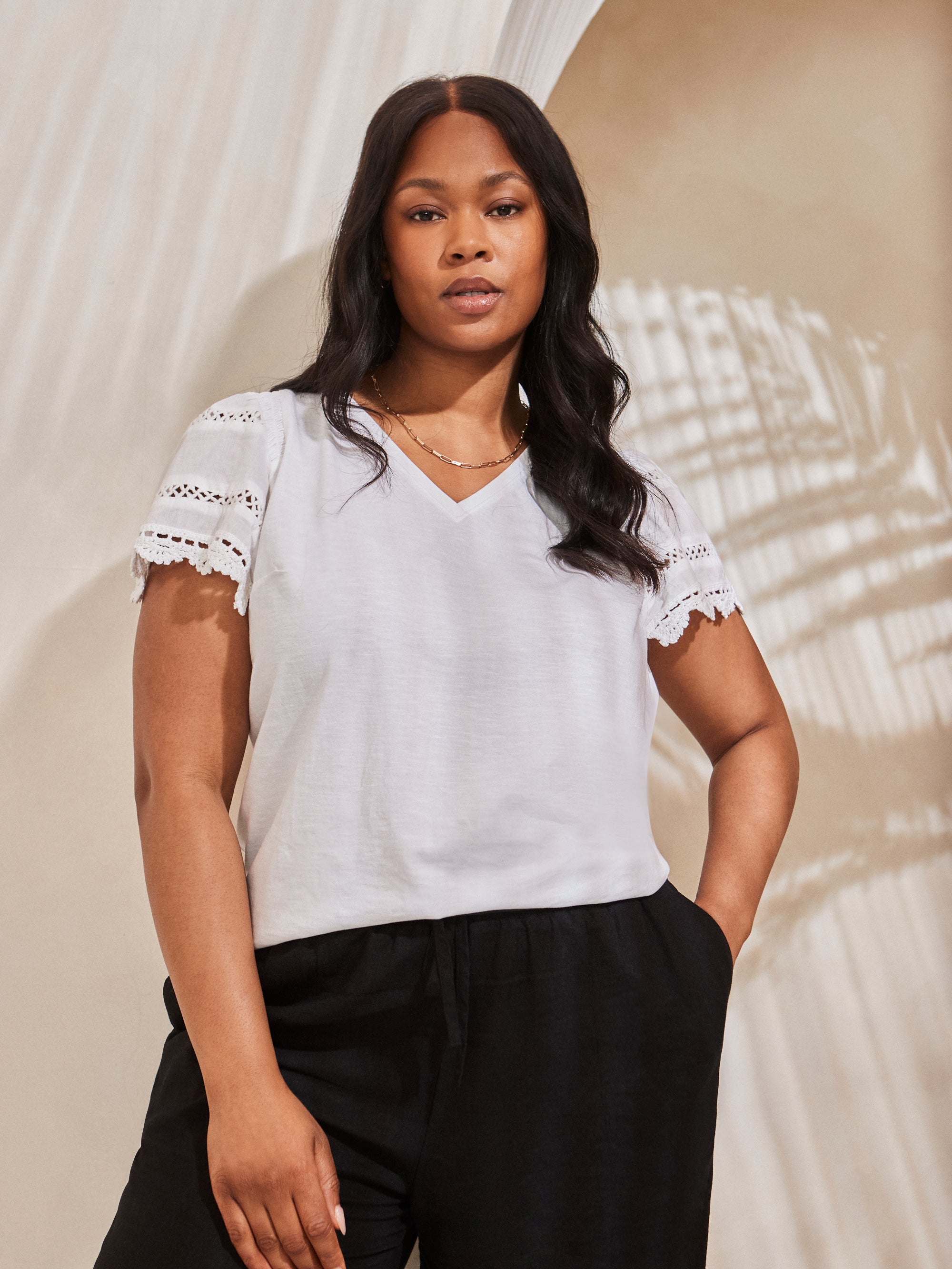 White Angel Sleeve Neck Top