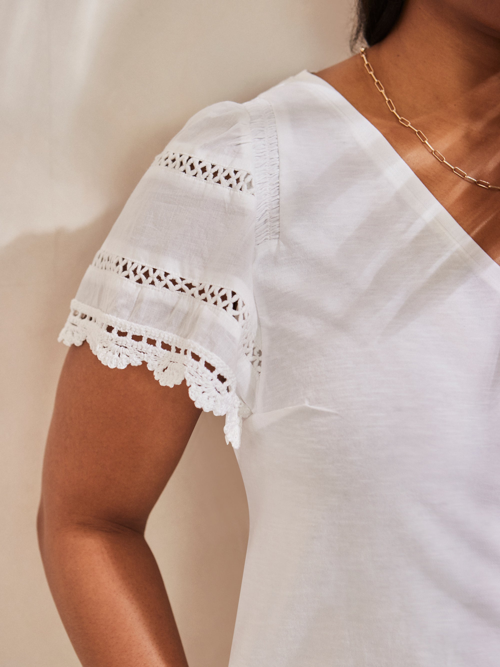 White Angel Sleeve Neck Top