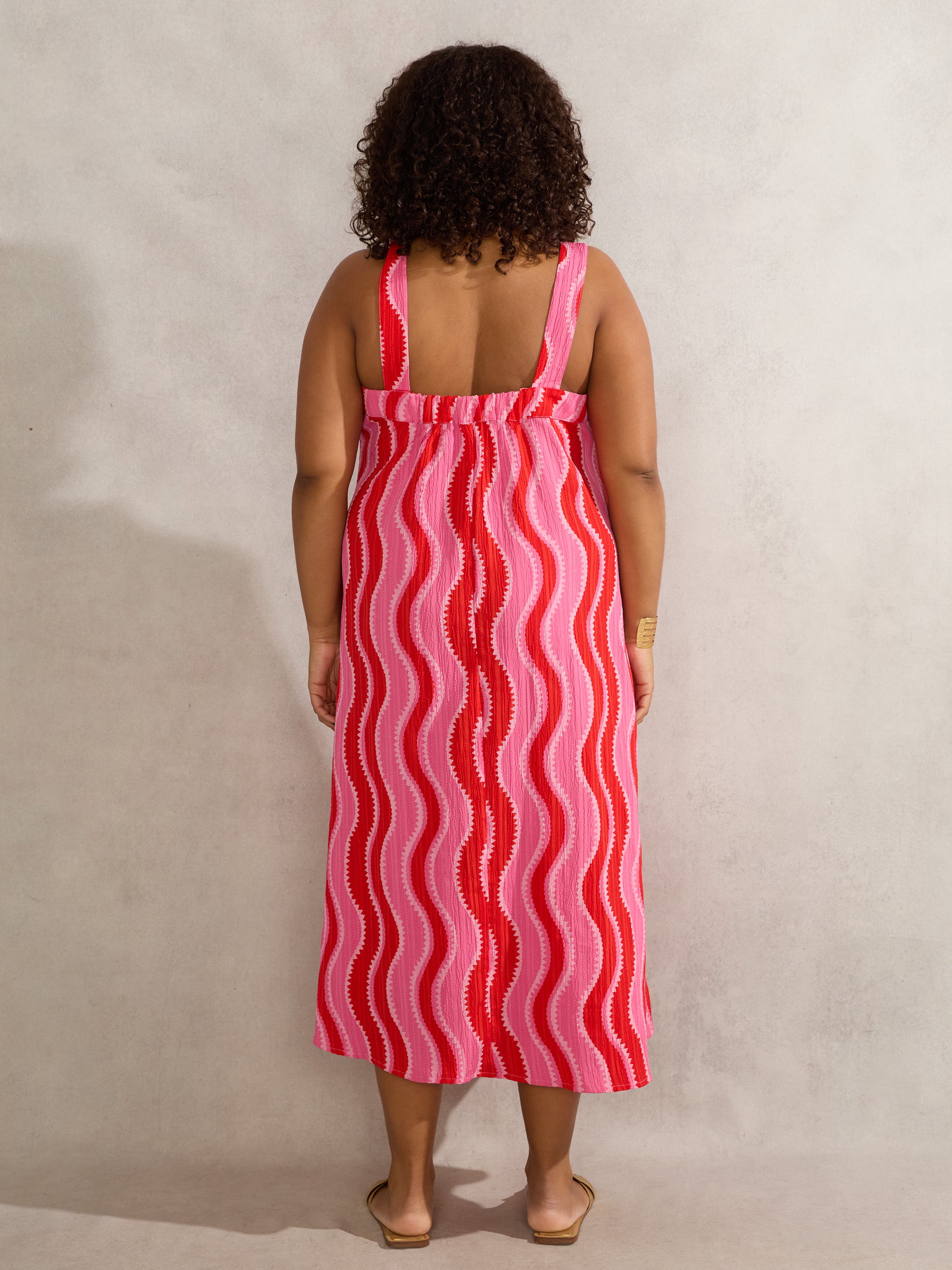Pink Swirl Print Midi Dress