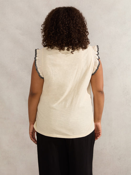 Ivory Cotton Slub Pintuck Top