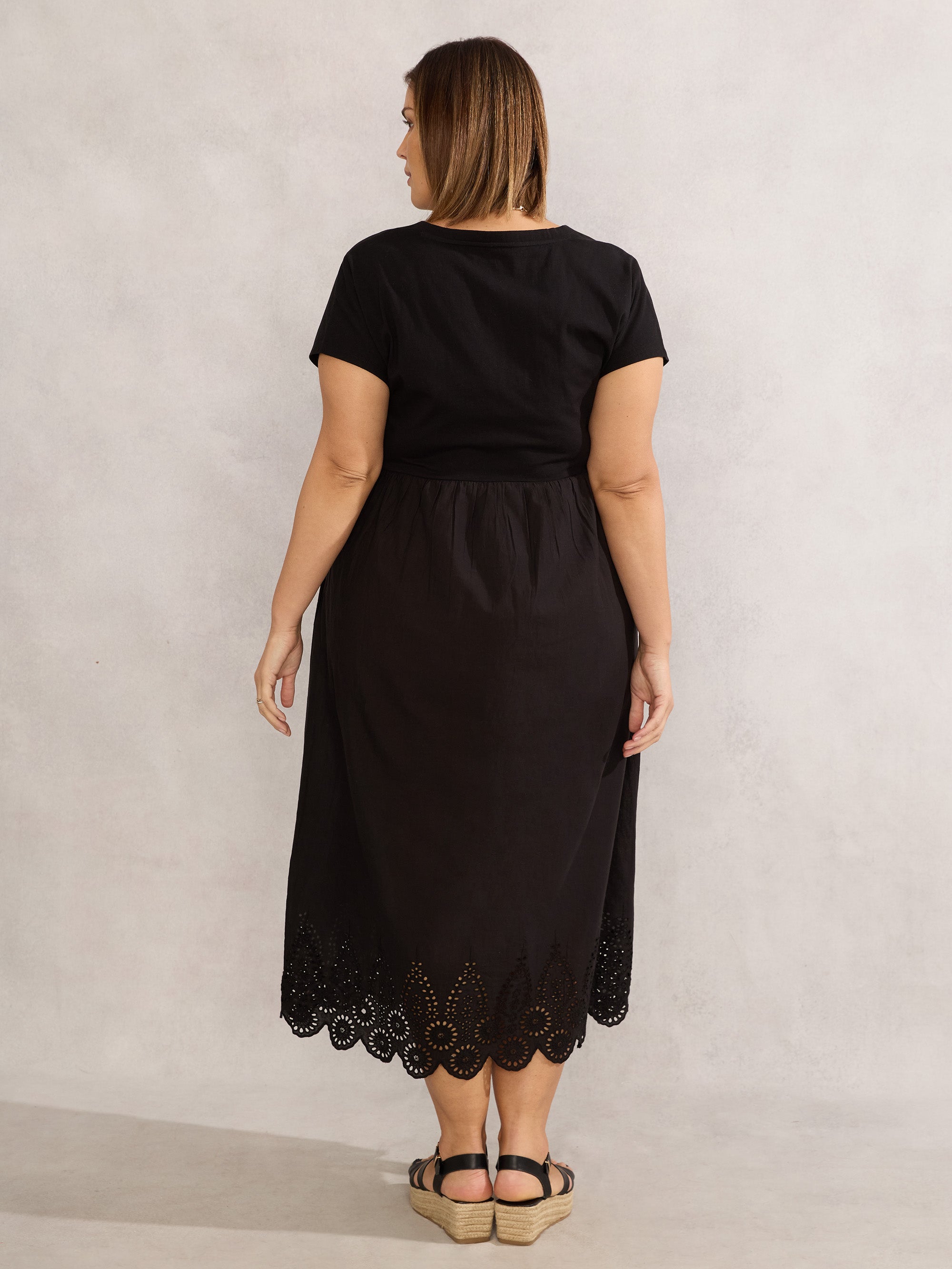 Black Jersey Woven Mix T-Shirt Dress Black Jersey Woven Mix T-Shirt Dress