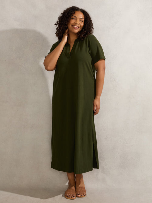 Khaki Polo Neck Dress