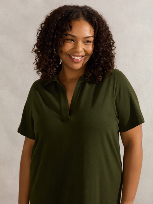 Khaki Polo Neck Dress