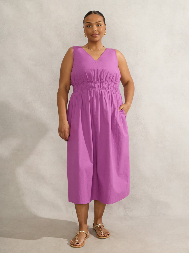 V Neck Elasticated Waist Dress