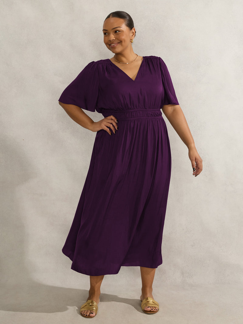 Purple Short Sleeve Dress