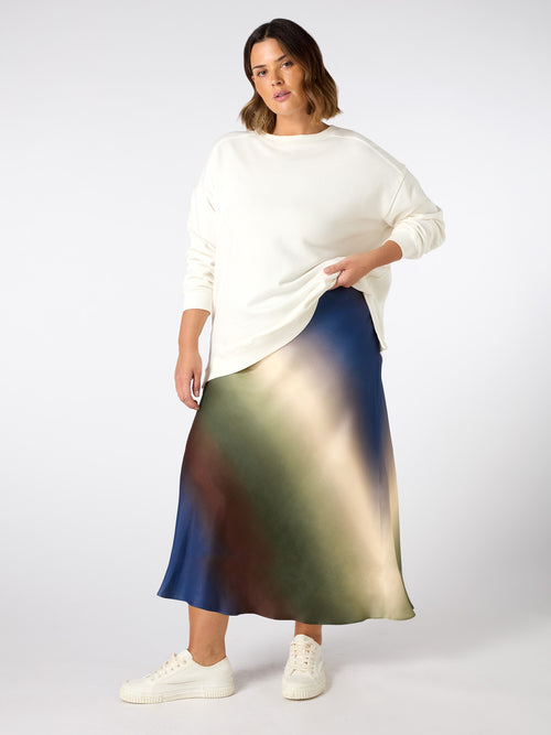 Ombre Print Midi Skirt