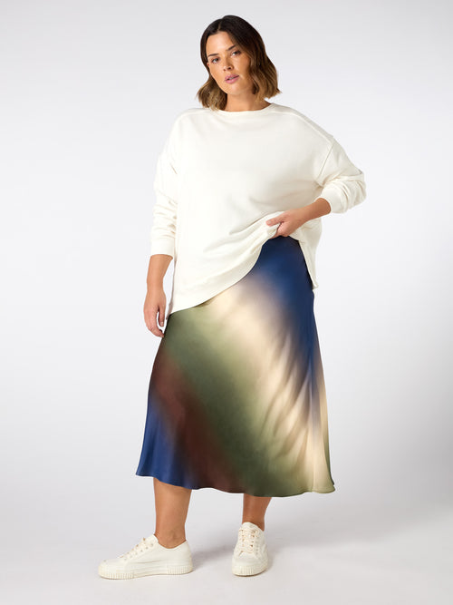 Ombre Print Midi Skirt