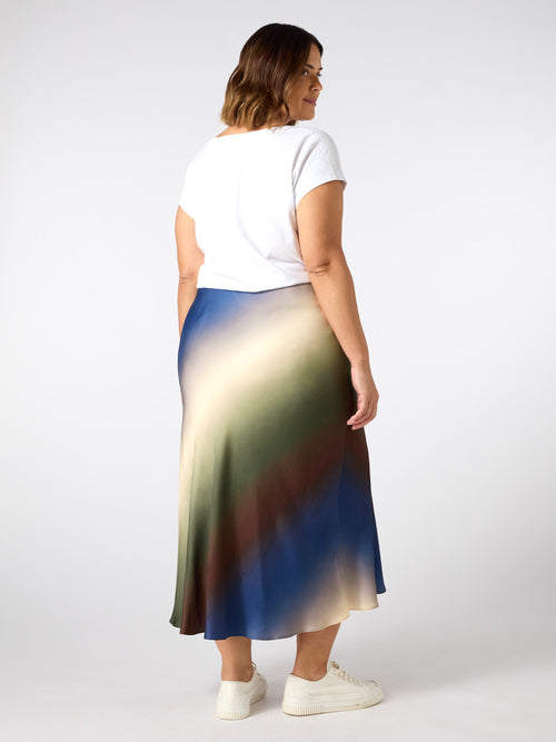 Ombre Print Midi Skirt