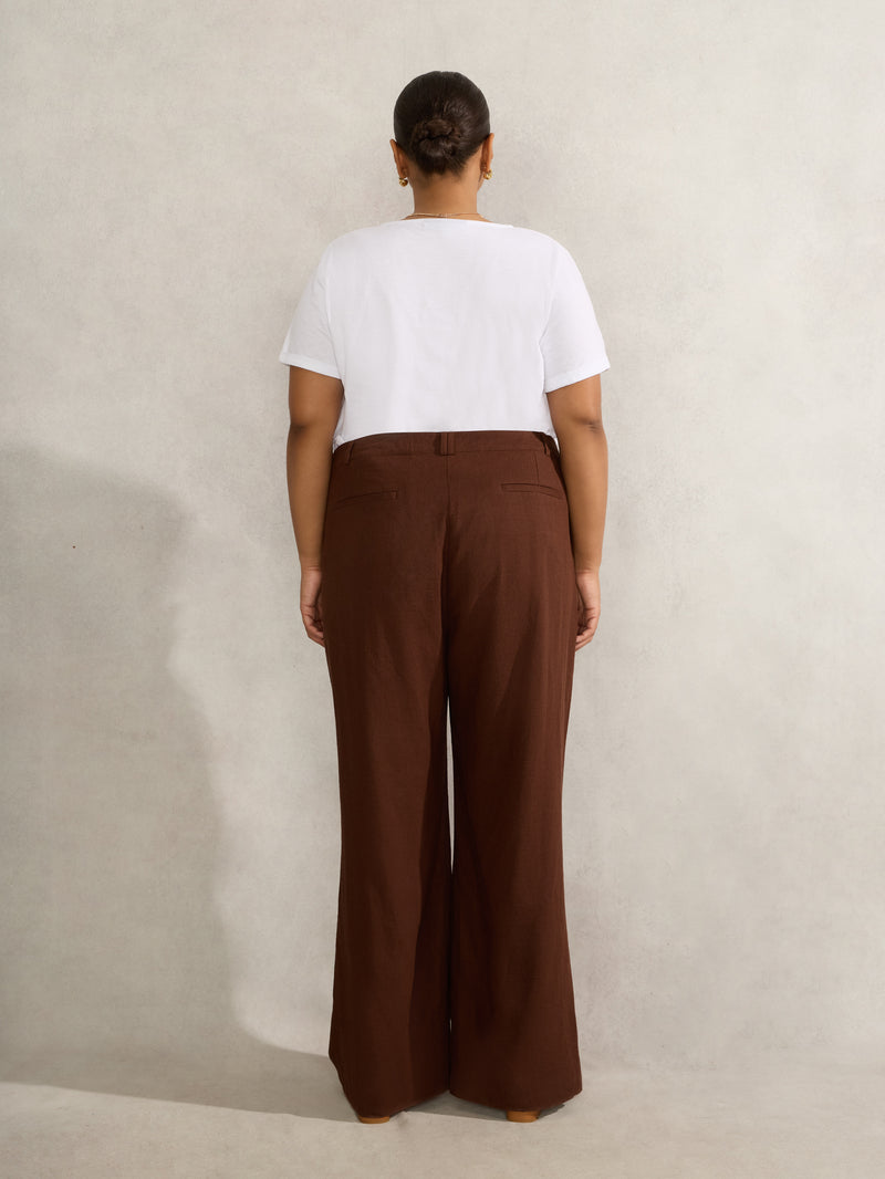 Chocolate Linen Blend Tailored Trouser