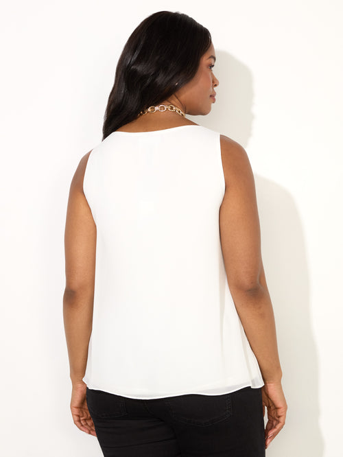 Ivory Chiffon V Neck Swing Vest