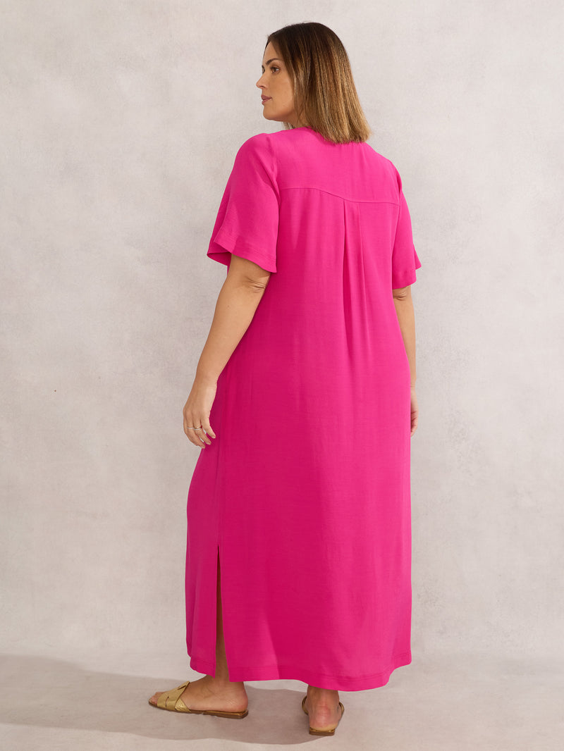 Raspberry V Neck Maxi Dress