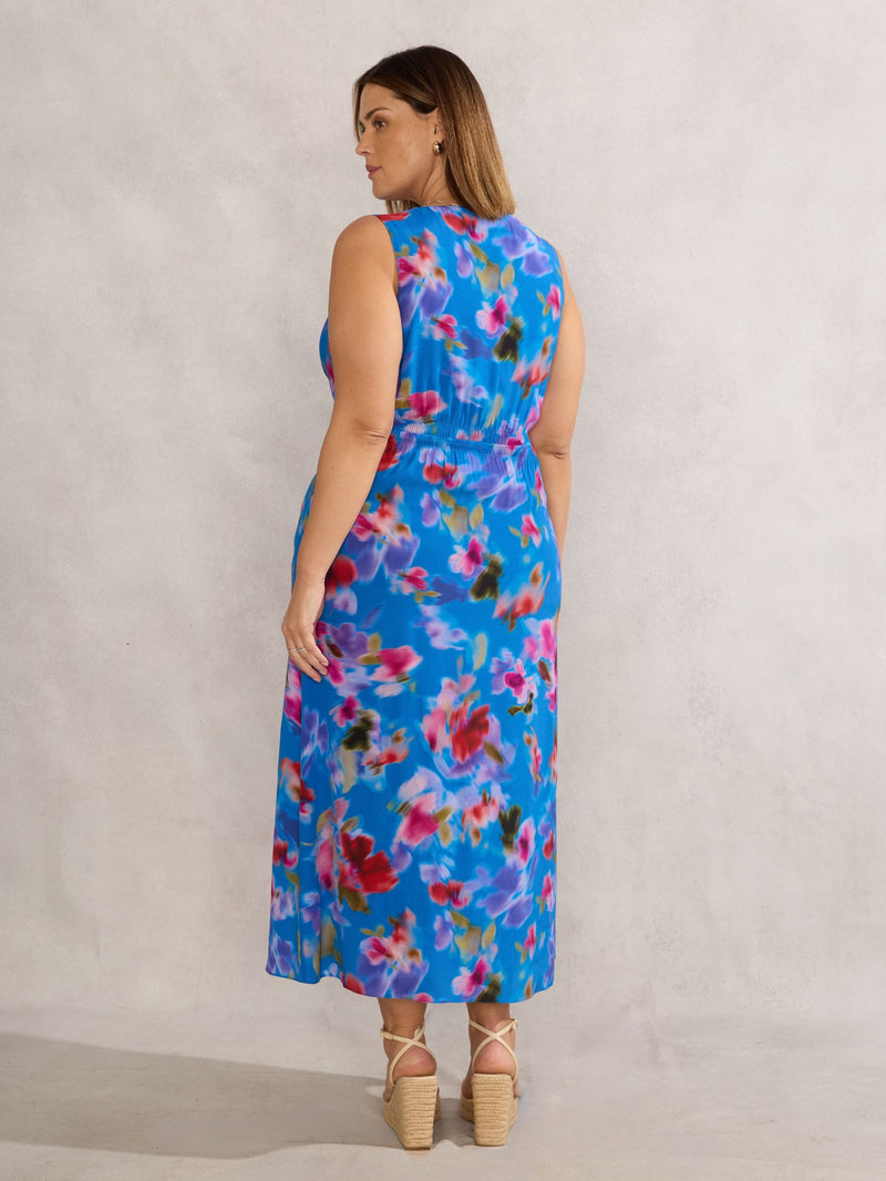Blue Floral Midi Dress