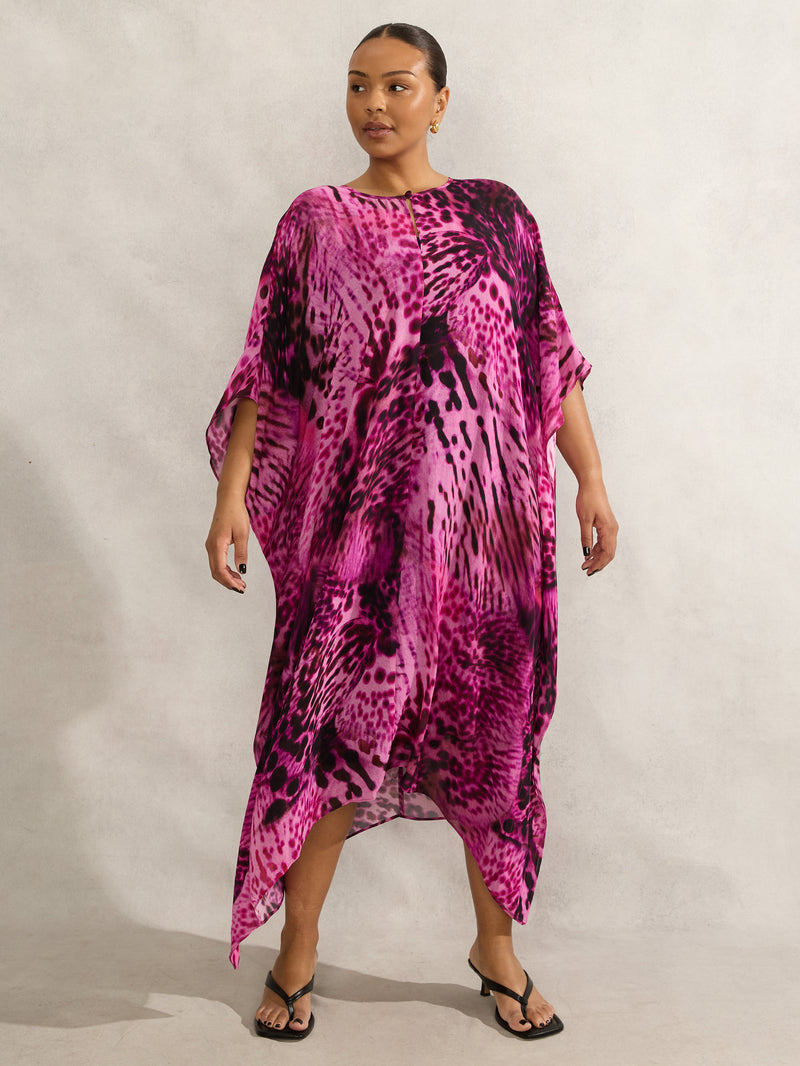 Pink Animal Print Kaftan Dress